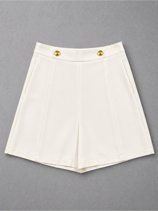 H&M Pants - H&M Tailored Shorts Ivory Gold Crest‎ Button Preppy Nautical Classic 4